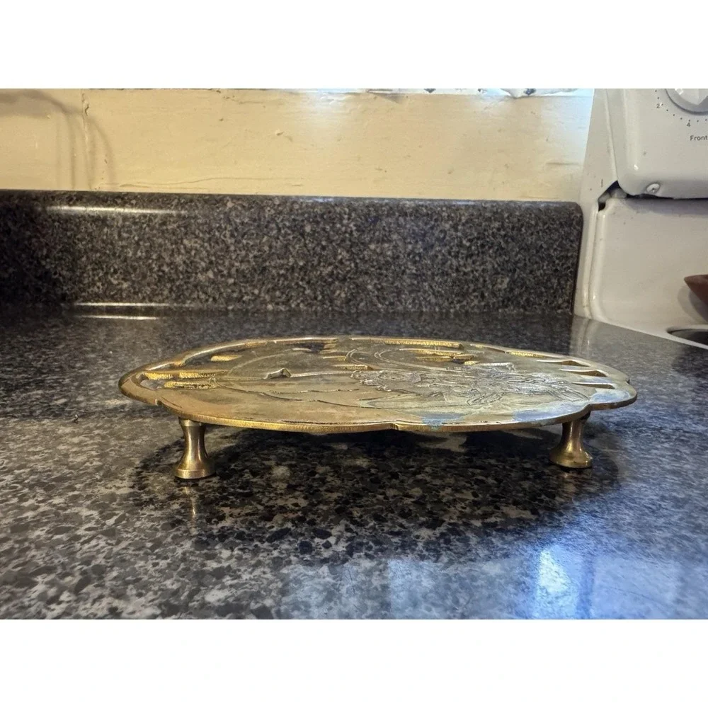 Vintage Brass Goose With‎ Wreath Christmas Goose Brass Trivet